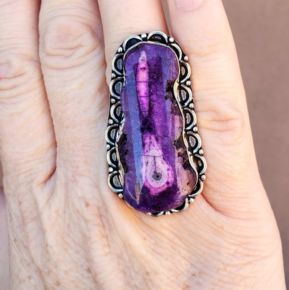 New Unique Purple Solar Quartz 925 Silver Ring. - Picture 4 of 16